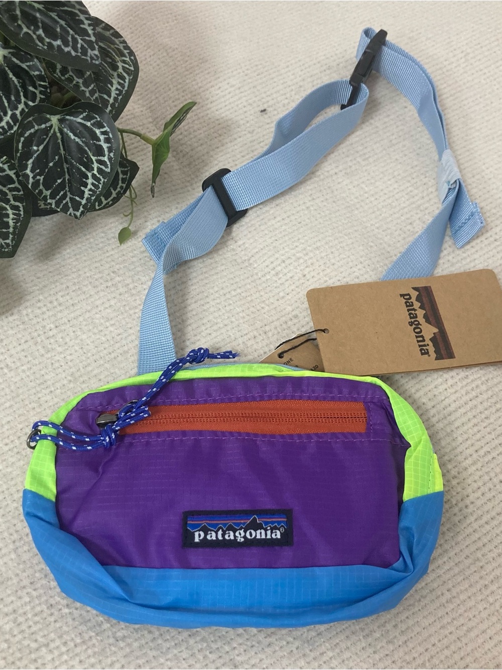 Patagonia Colorblock Waist Pack in Purple, Blue & Neon Green
